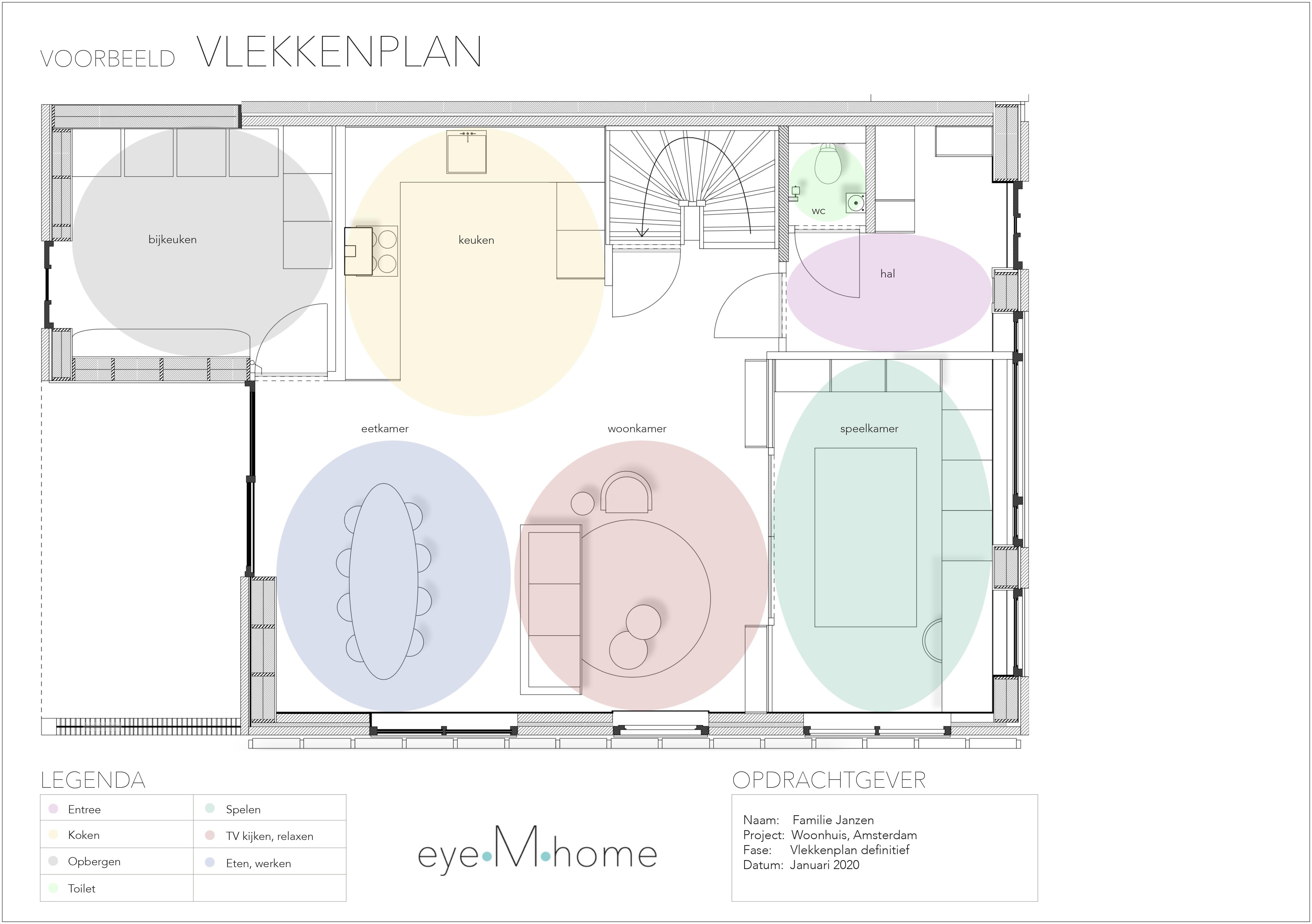 eyeMhome interieuradvies Amsterdam | Lichtadvies - Vlekkenplan eyeMhome Lichtadvies Amsterdam | foto van vlekkenplan voor Lichtadvies