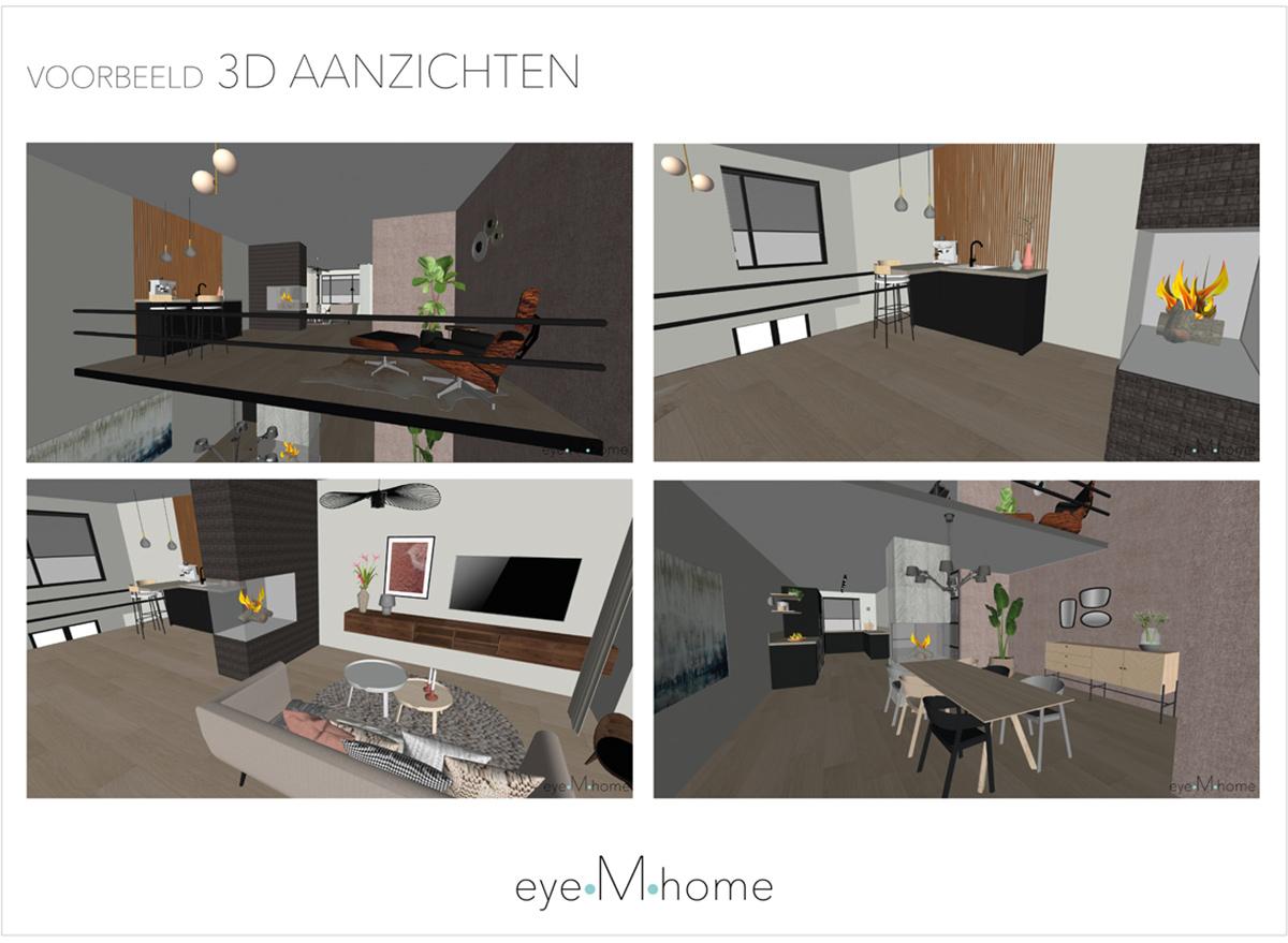 eyeMhome Lichtadvies Amsterdam | image met 4 voorbeelden van 3D aanzichten